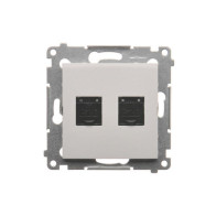 Kontakt Simon - Dvojitá počítačová zásuvka SIMON54 D62.01/11, RJ45 kat6 s protiprachovou clonou, Biela