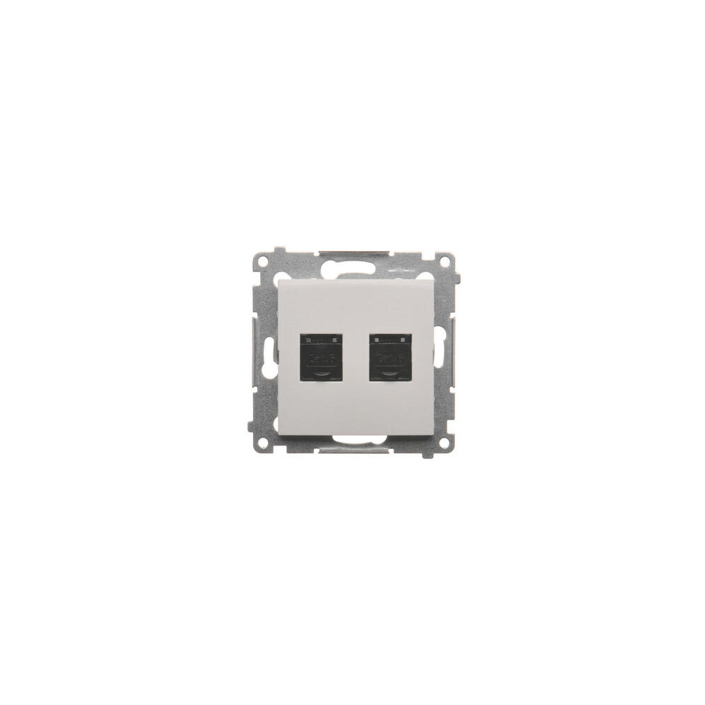Kontakt Simon - Dvojitá počítačová zásuvka SIMON54 D62.01/11, RJ45 kat6 s protiprachovou clonou, Biela