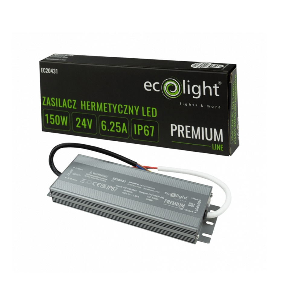 BERGE 24V LED napájací zdroj hermetický 150W 6,25A vodotesný transformátor PREMIUM