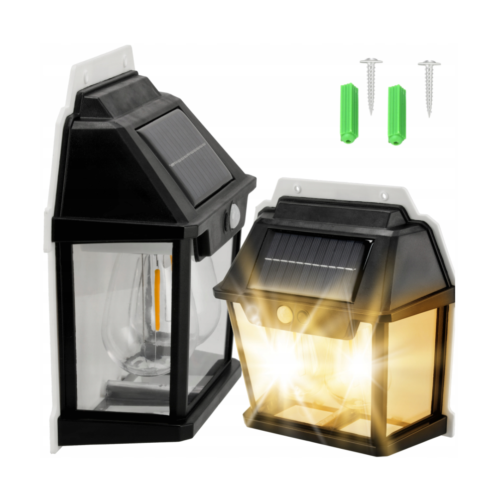 BERGE Solárna lampa s pohybovým senzorom 2 LED IP54