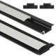 ECOLIGHT LED profil zapustený 1m hliníkový, zapustená montáž, čierna + mliečne tienidlo