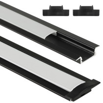 ECOLIGHT LED profil zapustený 1m hliníkový, zapustená montáž, čierna + mliečne tienidlo