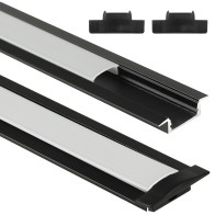 ECOLIGHT LED profil zapustený 1m hliníkový, zapustená montáž, čierna + mliečne tienidlo
