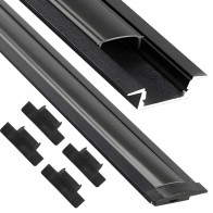 ECOLIGHT Zapustený hliníkový profil pre LED pásiky čierny + čierne krytky a koncovky 2m