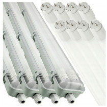 BERGE SADA 4x hermetických LED svietidiel 120 cm + SADA žiariviek s reflektorom