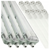 BERGE SADA 4x hermetických LED svietidiel 120 cm + SADA žiariviek s reflektorom