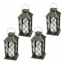 BERGE 4x Solárne LED záhradné lampáše, lampáše, sviečky, hnedé 2V 35MA