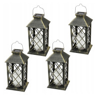 BERGE 4x Solárne LED záhradné lampáše, lampáše, sviečky, hnedé 2V 35MA