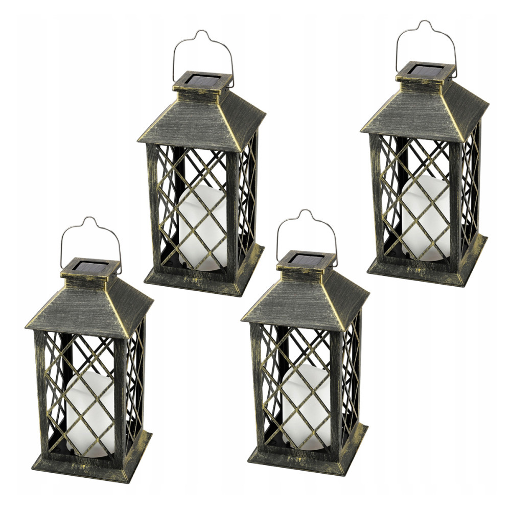 BERGE 4x Solárne LED záhradné lampáše, lampáše, sviečky, hnedé 2V 35MA