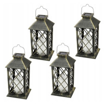 BERGE 4x Solárne LED záhradné lampáše, lampáše, sviečky, hnedé 2V 35MA