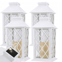 BERGE 4x Záhradný LED solárny lampáš, lampáš, sviečka, biely 2V 300MHA