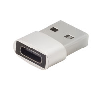 BERGE Strieborný mini adaptér USB-A na USB-C pre nabíjačku notebooku striedavého prúdu