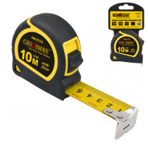 CROWNMAN Univerzálny oceľový meter s uzamykateľnou páskou 10 m, 25 mm, háčik