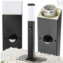 BERGE Záhradná lampa s PIR senzorom pohybu, stojaci záhradný stĺpik, LED, 60 cm E27